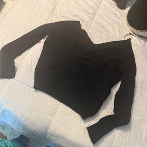 Fashion Nova Black V-Neck Twist Front Sweater